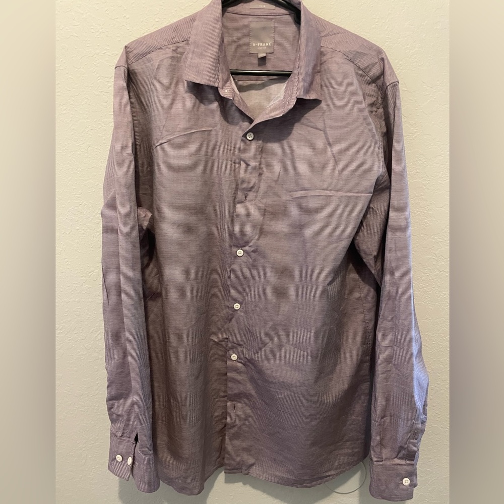 A-Frame long sleeve men’s dress shirt. Button up.
